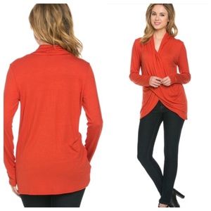 Gorgeous Rust drape front tunic top